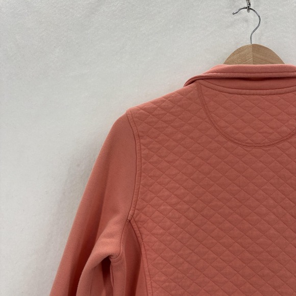 L.L.Bean Quilted Quarter-Zip Pullover Womens Medium Tall Pink Mock Neck Pullover - Picture 10 of 12